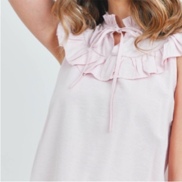 Pink Sleeveless Ruffle Front Blouse - Picture 8 of 10